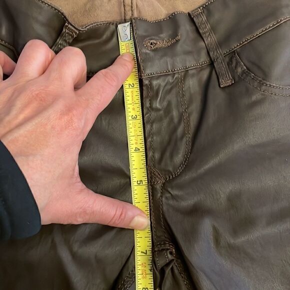 BLACK ORCHID BROWN VEGAN STRETCH LEATHER SKINNY LEG.  NEW - Picture 3 of 14